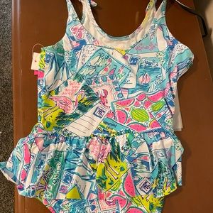 Lilly Pulitzer girls size 12 wish you were here one piece swim NWT!